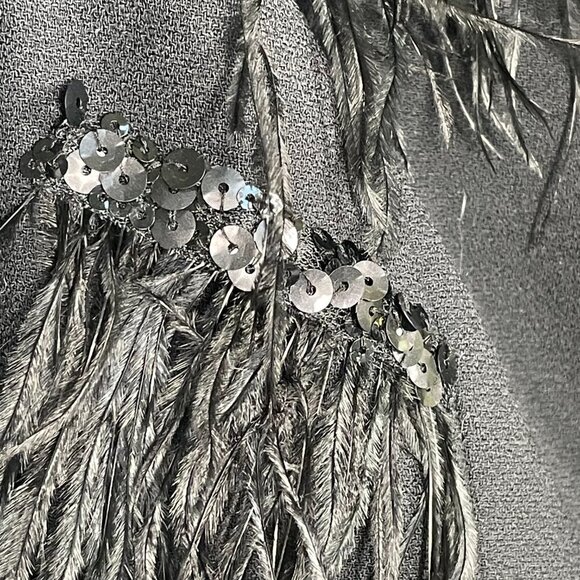 NWT Magaschoni Designer Runway Feather Sequin Cropped Evening Statement Blazer 4 - Picture 11 of 16
